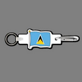 4mm Clip & Key Ring W/ Full Color Flag of Saint Lucia Key Tag